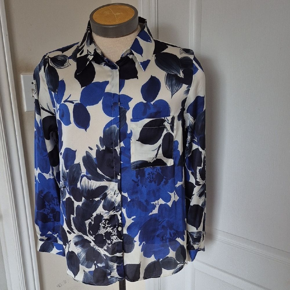 Zara Blue and Black Patterned Shirt